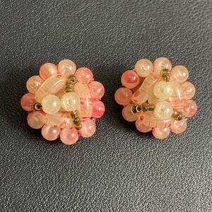 Pair of Hong Kong Vintage Pink Cluster Clip On‎ Earrings